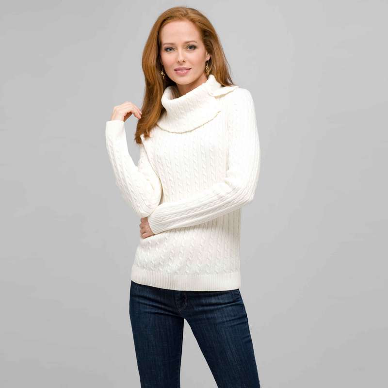 Long Sleeve Button Out Turtle Neck, Sugar, large image number 0