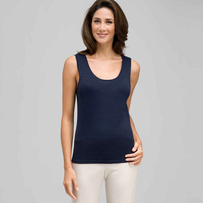 Sleeveless Scoop Neck Shell, Admiral Navy, large image number 0