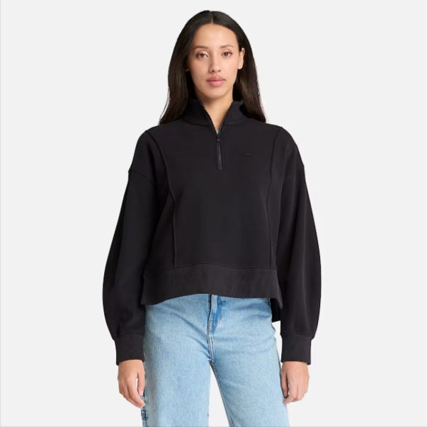Women's Lush Quarter-Zip Sweatshirt, Black, large image number 0